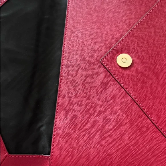 Rebecca  Minkoff Red Saffiano  Leather  Envelope Clutch - Picture 4 of 8